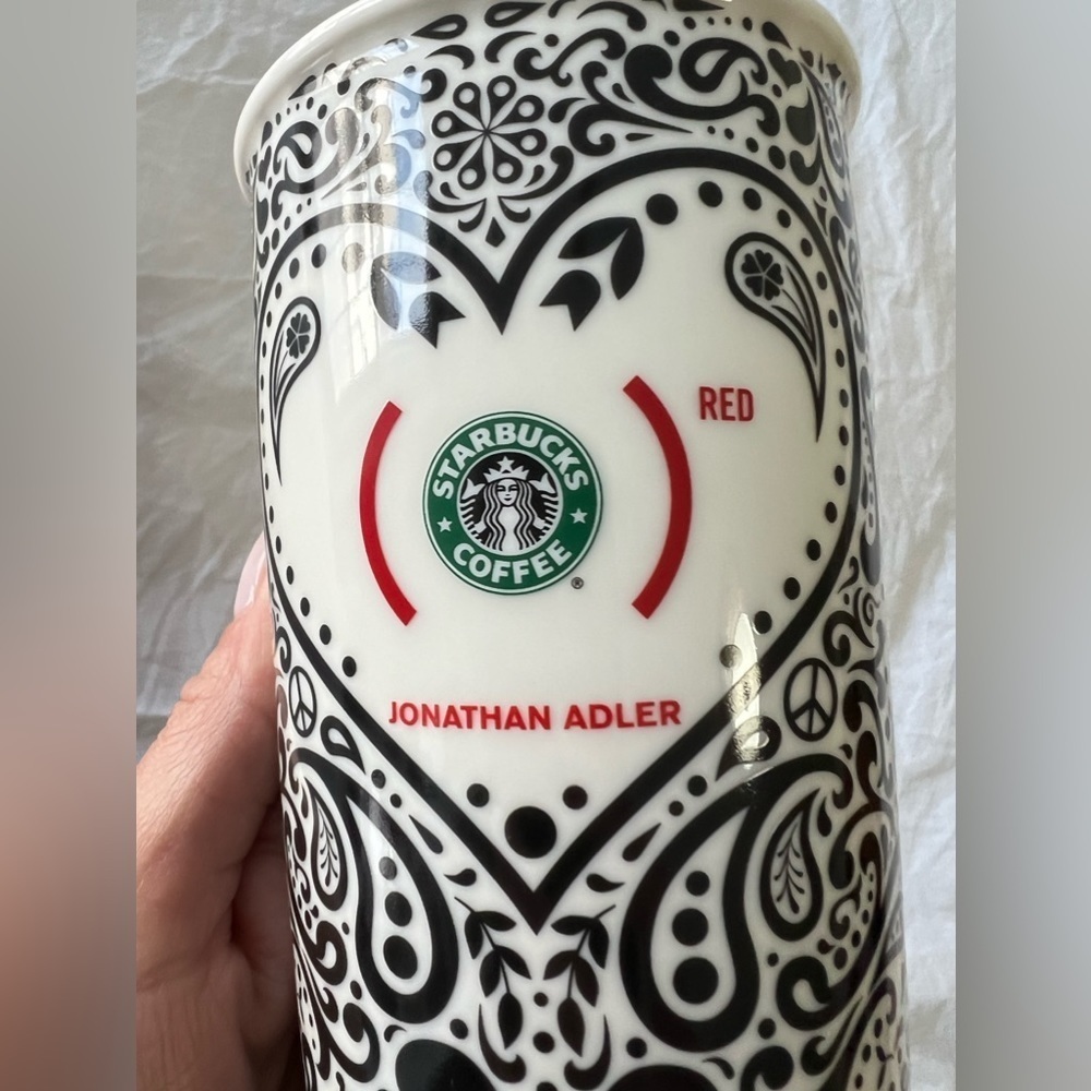 Starbucks x Jonathan Adler | Red 12 oz Ceramic Travel Mug Limited Edition 2010 - Picture 9 of 9